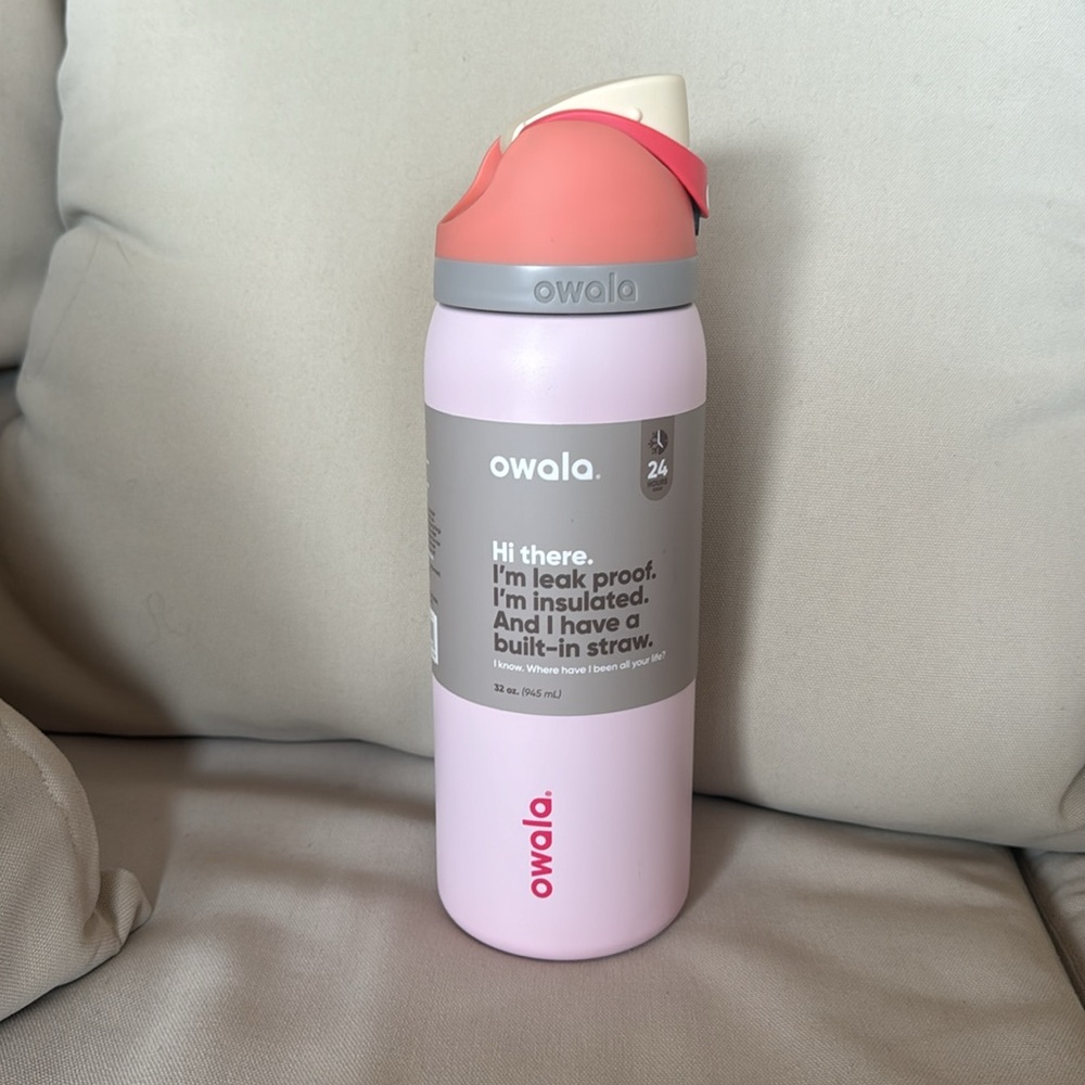 Owala Peachy Rose Freesip Stainless Steel Bottle 32oz.